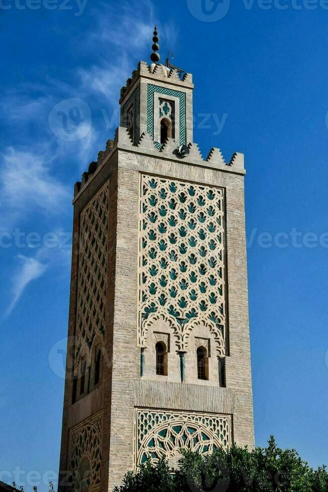 el torre de el mezquita en marrakech, Marruecos foto