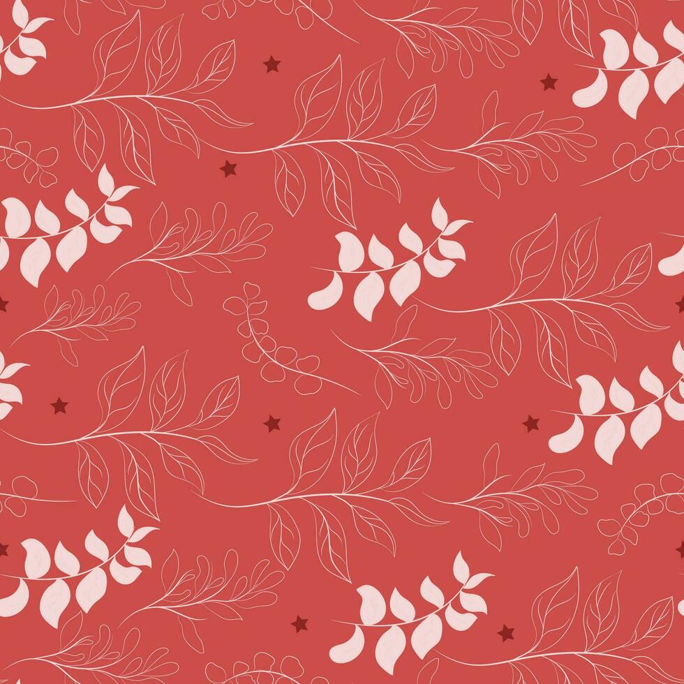 Free vector hand drawn minimal leaf seamless pattern