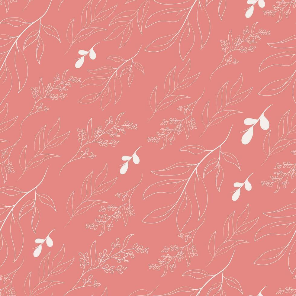 Free vector hand drawn minimal leaf seamless pattern