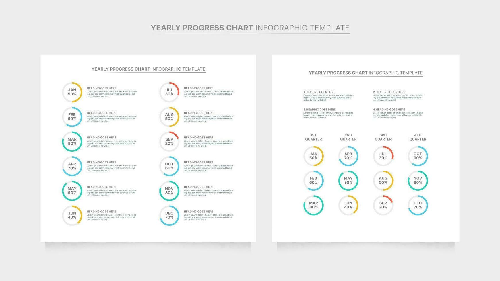 Yearly Progress Chart Infographic Template Design vector