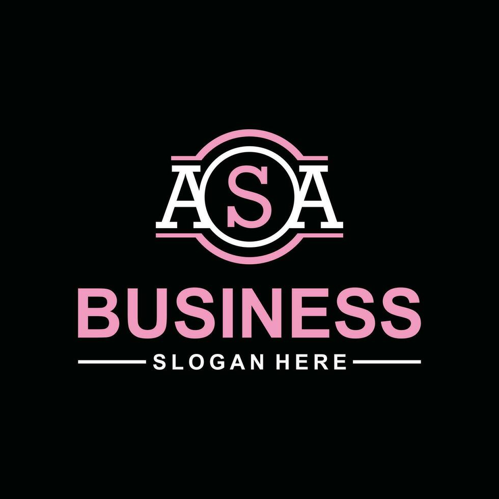 letter ASA linked circle uppercase monogram logo, elegant and Professional icon on black background. vector