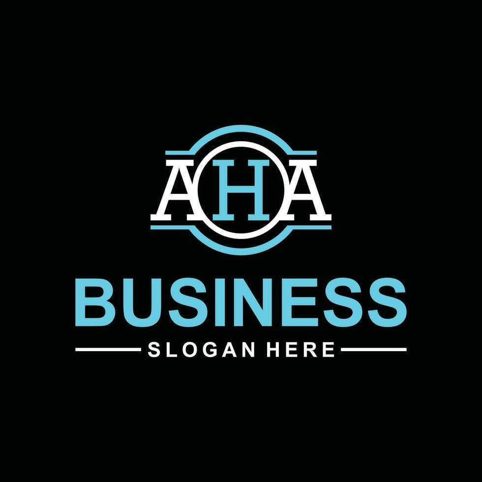 letter AHA linked circle uppercase monogram logo, elegant and Professional icon on black background. vector