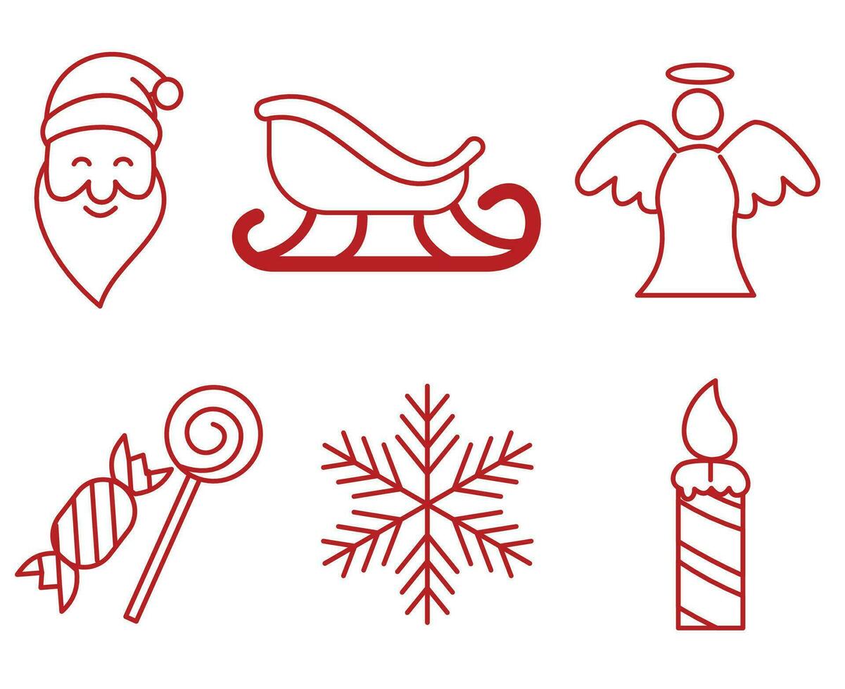 vector winter holidays lined icons collection with christmas elements