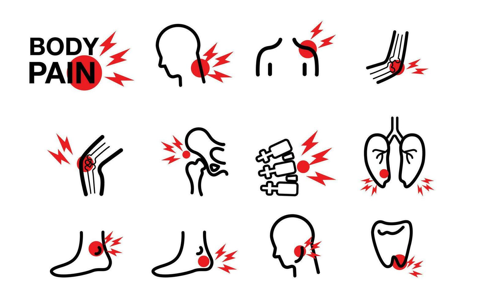 body pain part of body and bone vector