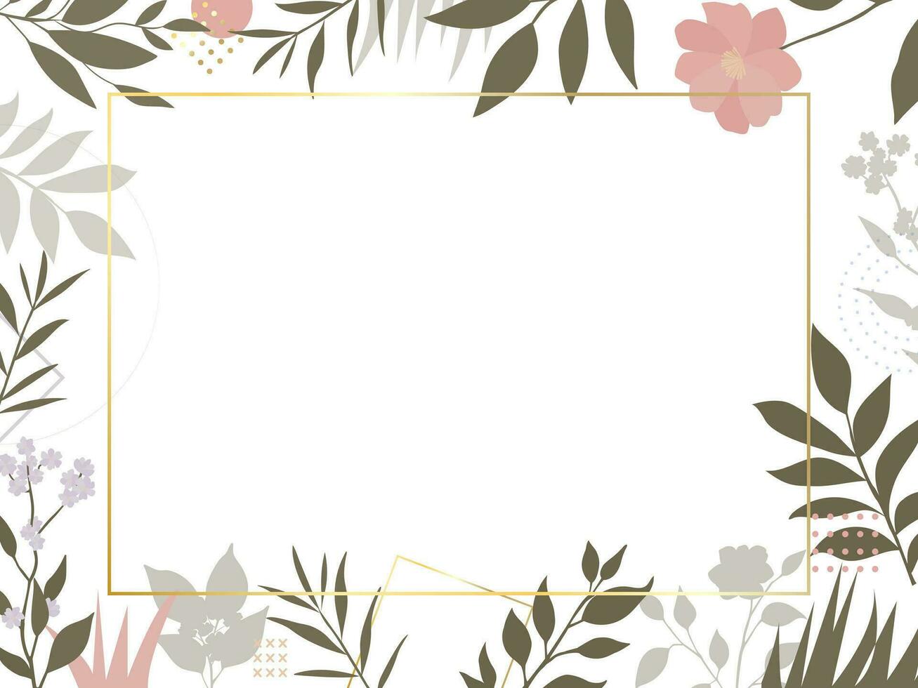 abstract template with plants and flowers, bauhaus, floral background with geometric shapes vector