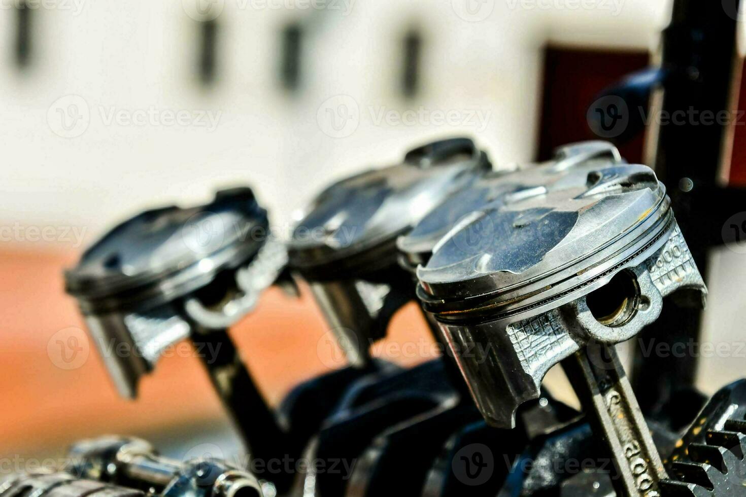 a close up of four motorcycle engines photo