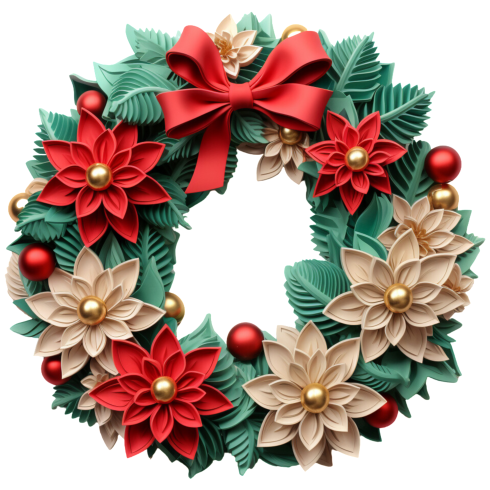 AI generated 3d Christmas Wreath png