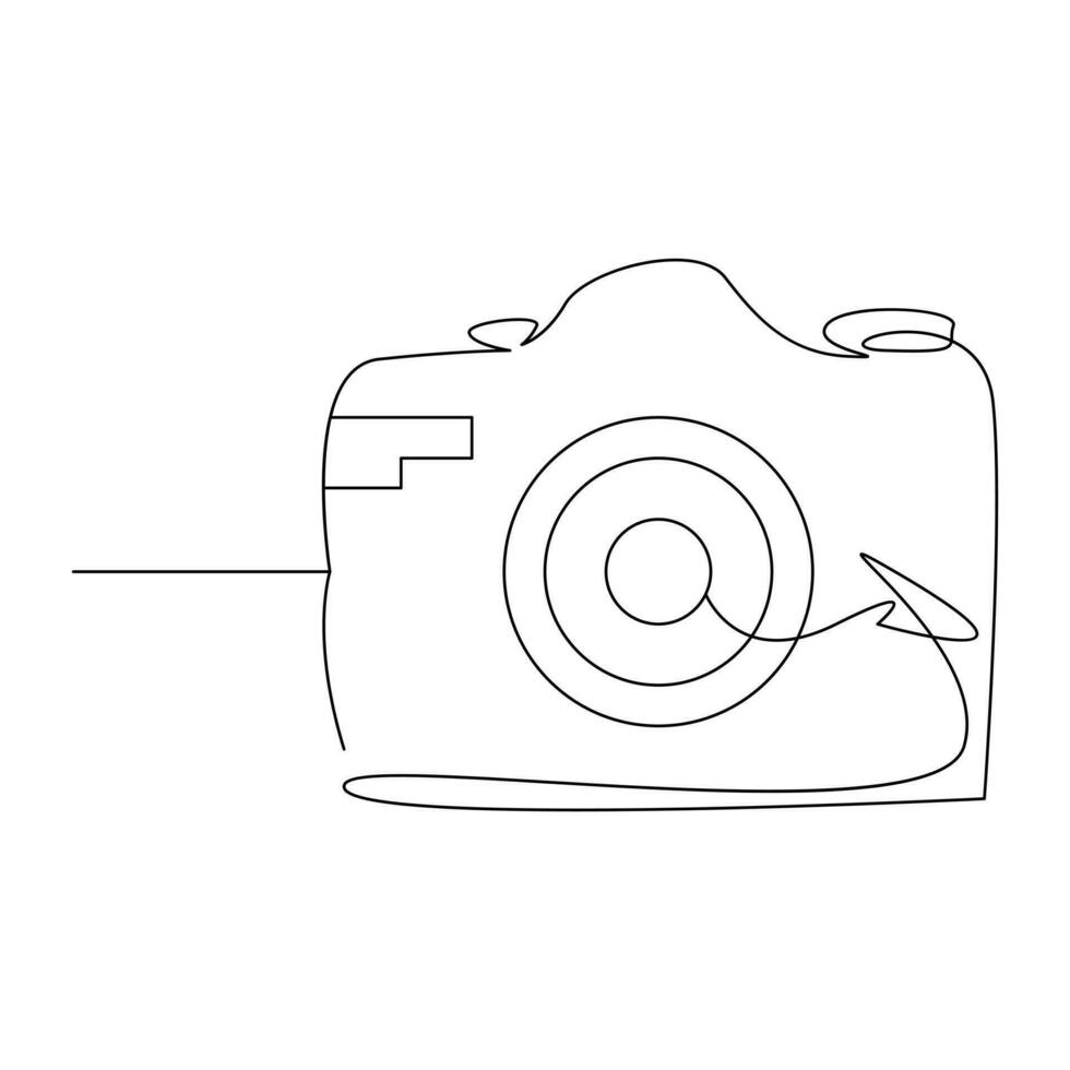 Camera Continuous single line vector art drawing and illustration