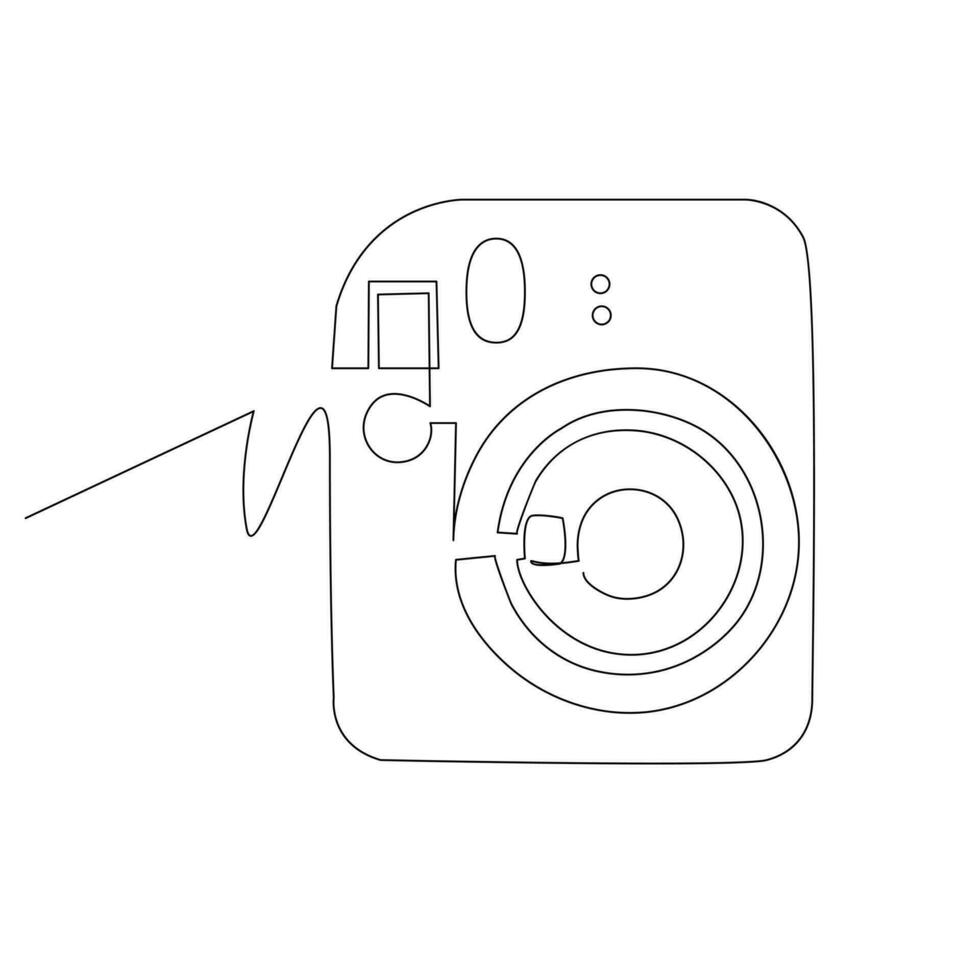 Camera Continuous single line vector art drawing and illustration