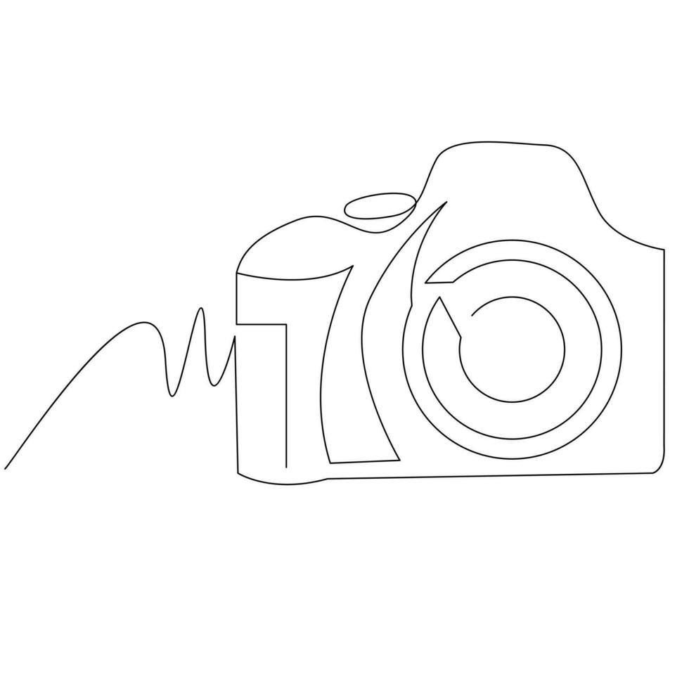 Camera Continuous single line vector art drawing and illustration