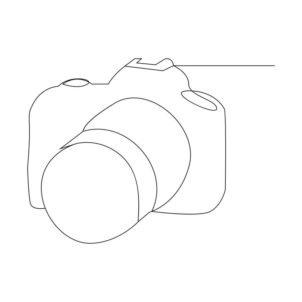 Camera Continuous single line vector art drawing and illustration