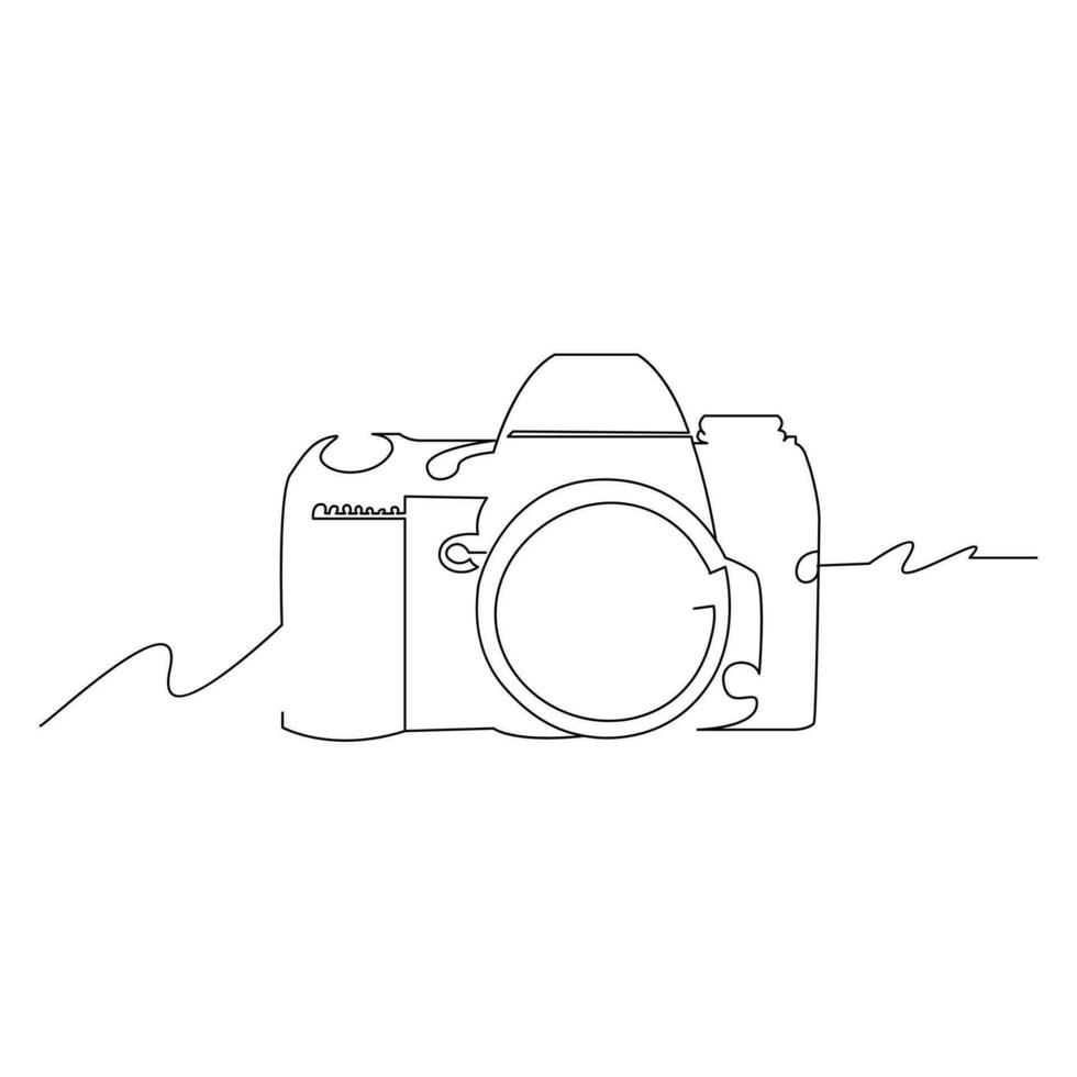 Camera Continuous single line vector art drawing and illustration