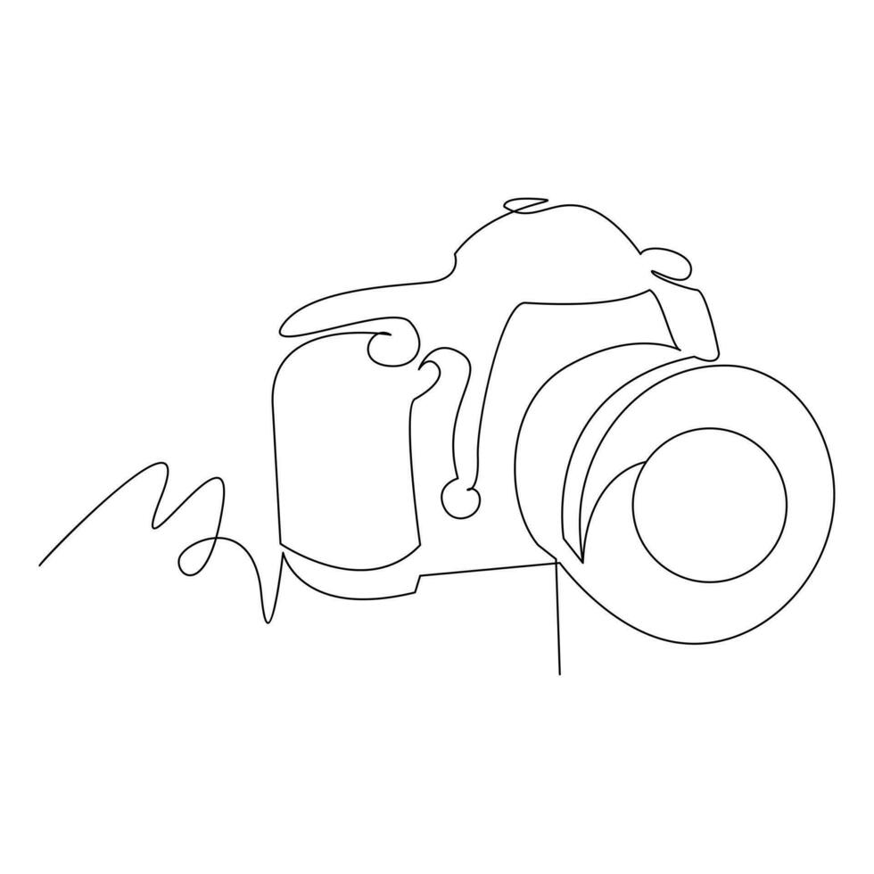 Camera Continuous single line vector art drawing and illustration