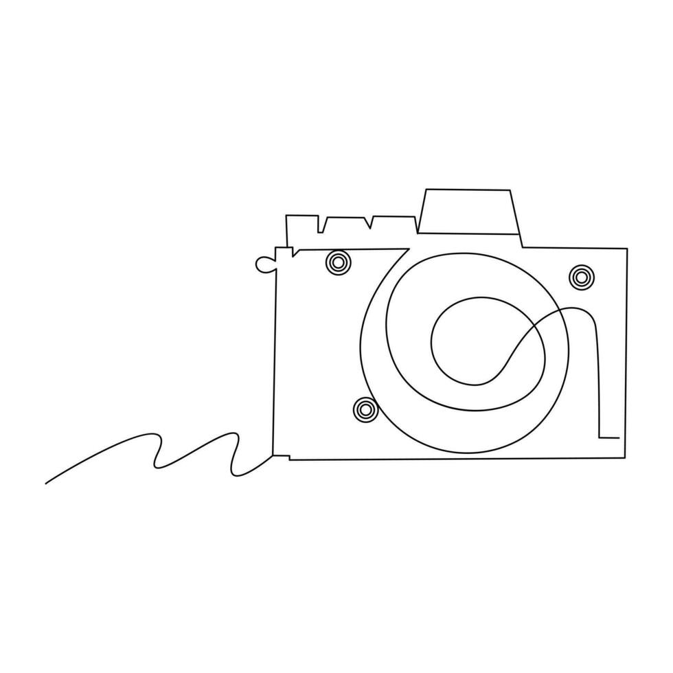 Camera Continuous single line vector art drawing and illustration