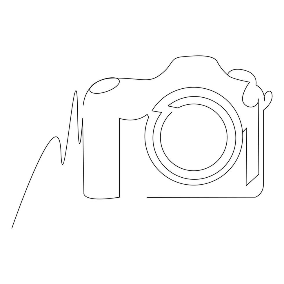 Camera Continuous single line vector art drawing and illustration