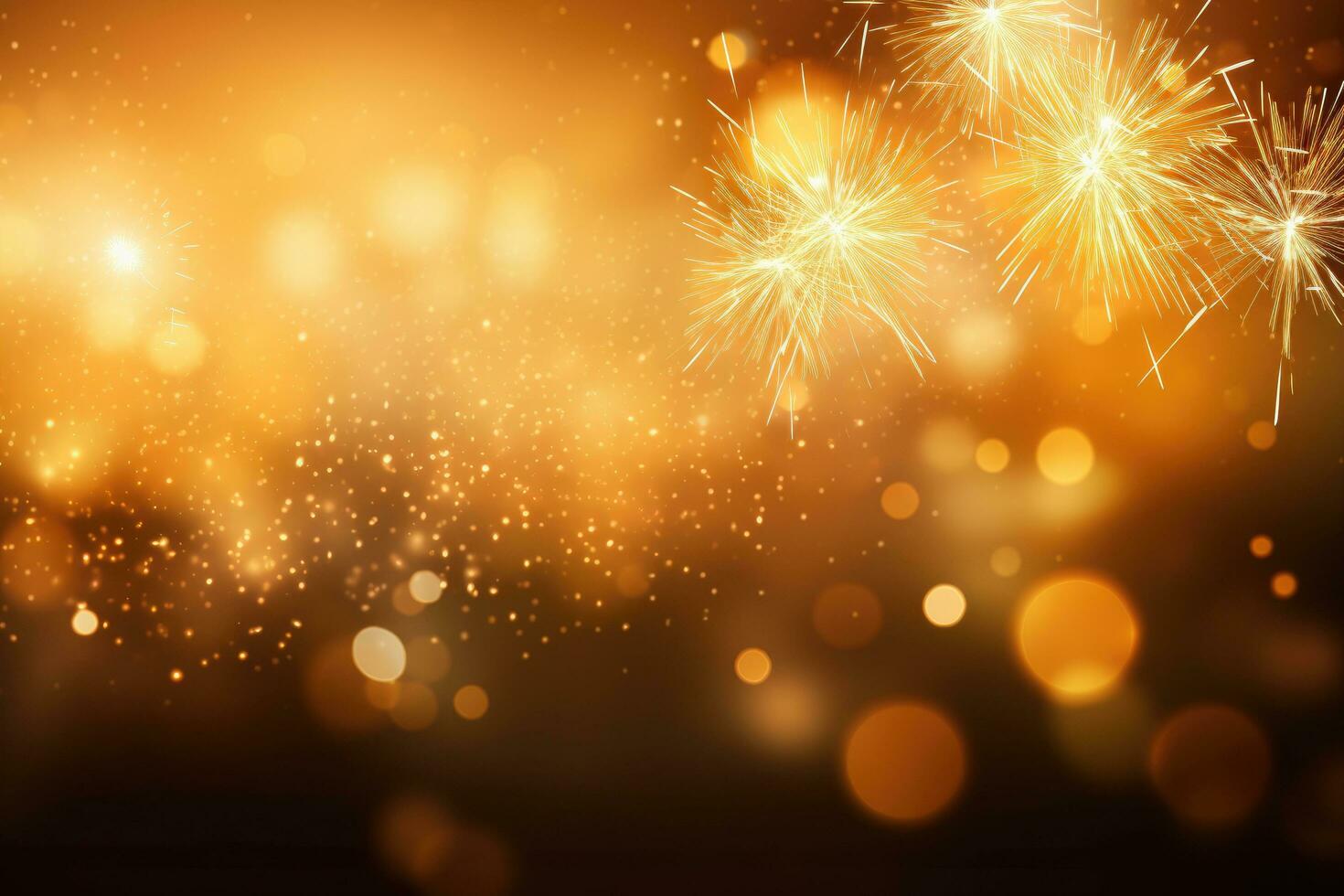 AI generated Abstract gold bokeh background with sparkler. Vector illustration, Gold fireworks vector background with bokeh, AI Generated photo