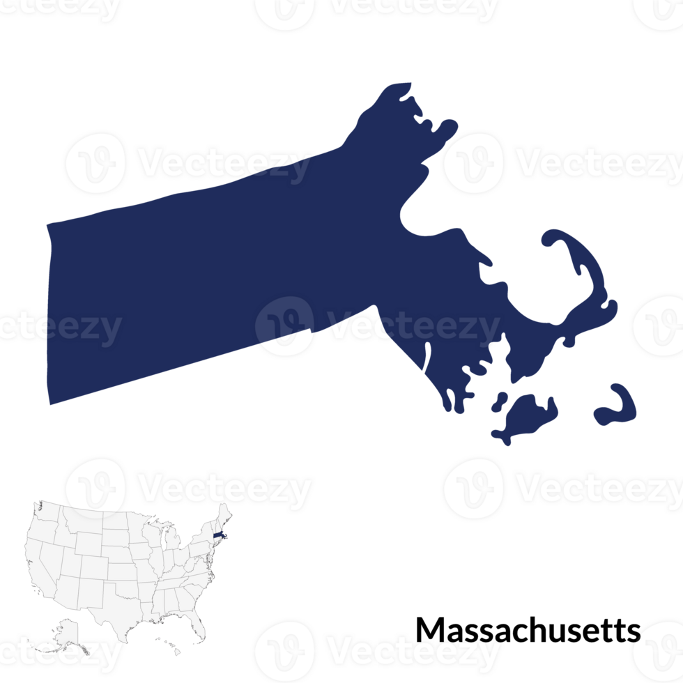 Massachusetts State map. USA map png