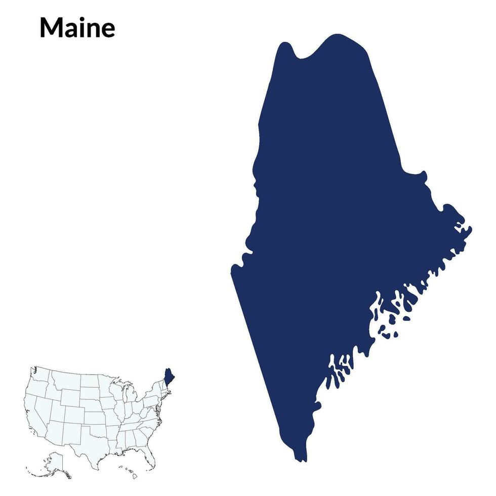 Map of Maine state of USA. USA map vector