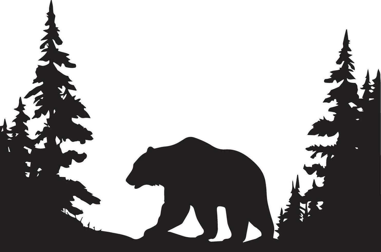 Bear On the forest vector silhouette illustration black color 8