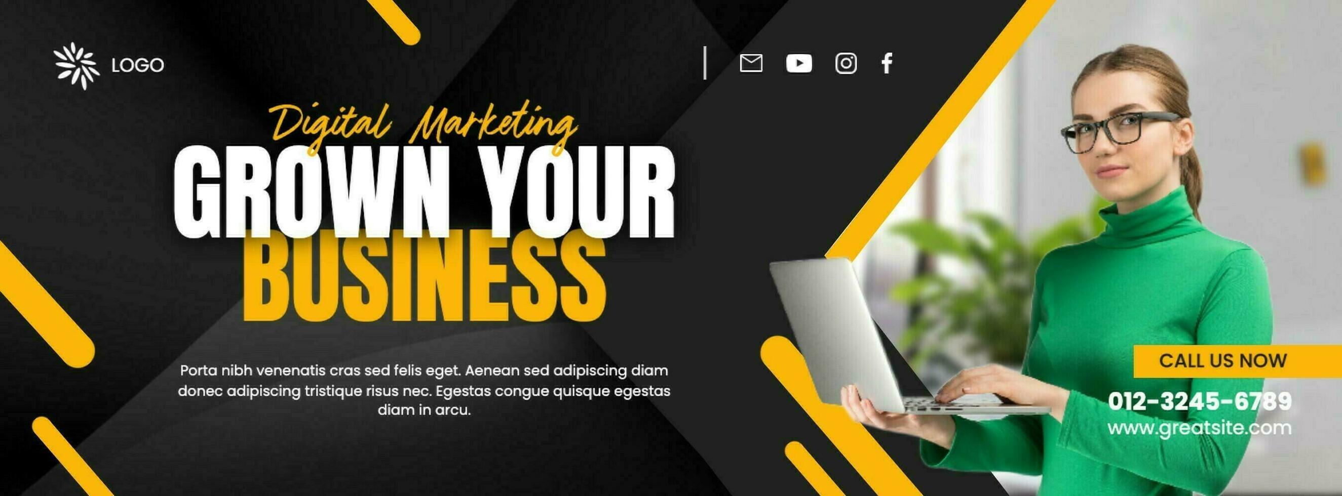 Yellow and Black Digital Marketing Facebook Cover template