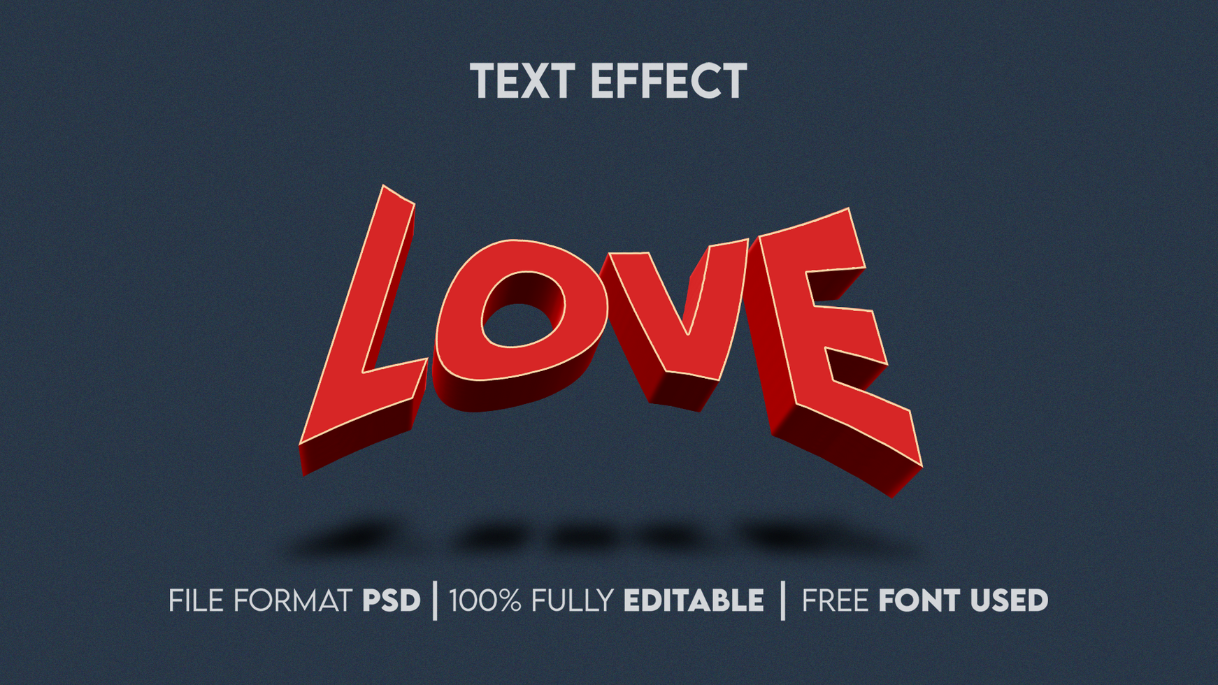 Love editable 3d text effect psd