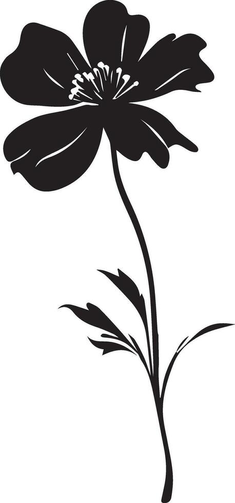 Flower vector silhouette illustration, black color silhouette