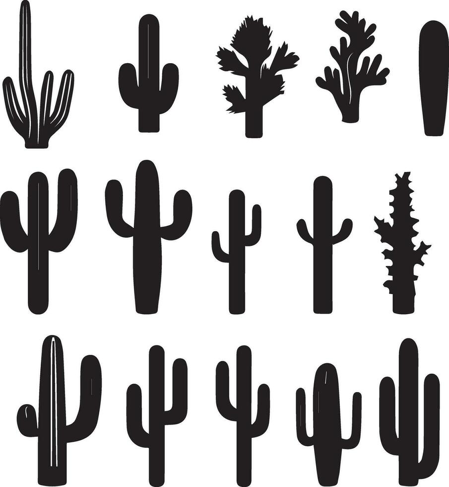 Different Type of Cactus vector silhouette illustration 5