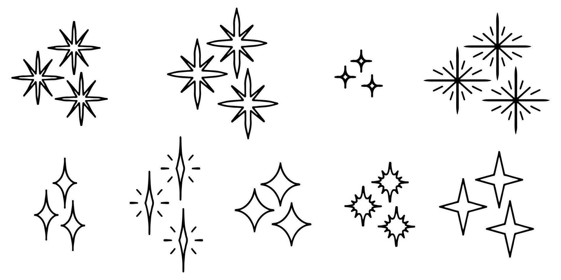 Doodle sketch style of sparkles symbols drawn illustration for concept design. vector