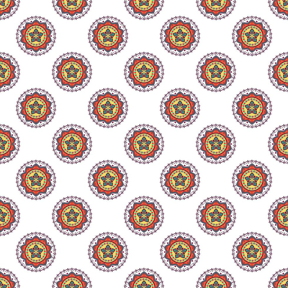 Seamless paisley patchwork pattern on white background. vector