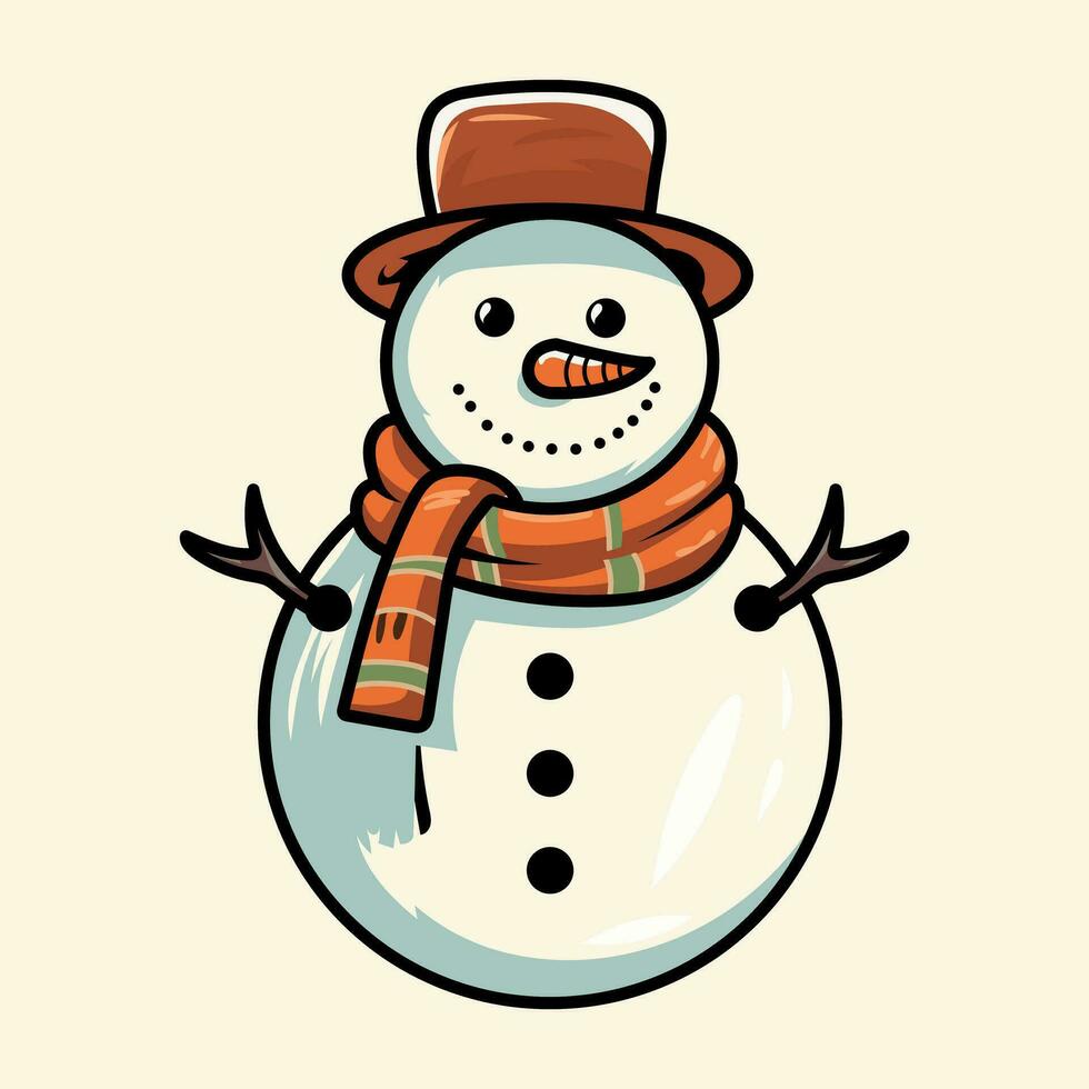 Retro Vintage Cute snowman cartoon vector design