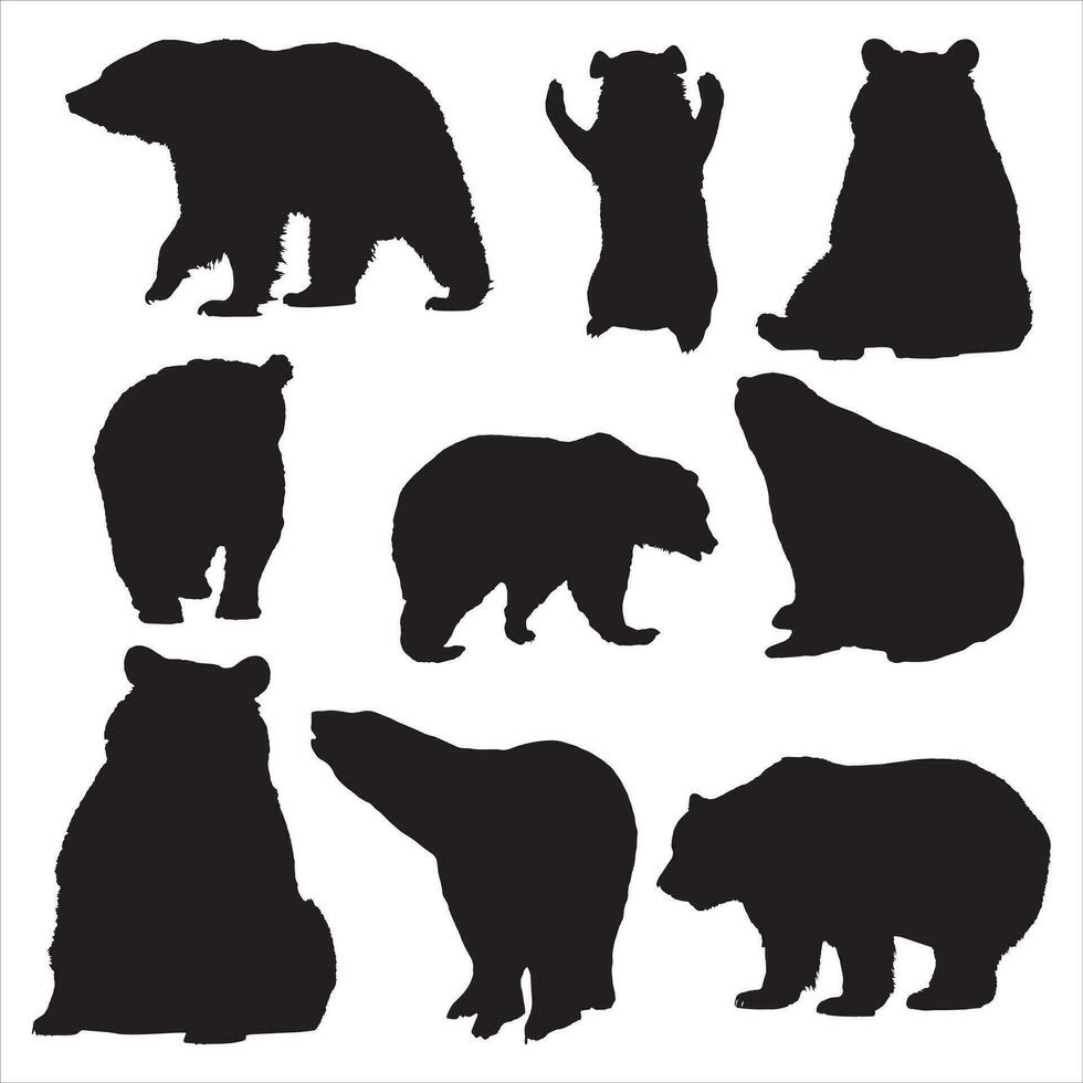 varios oso siluetas en el blanco antecedentes. vector