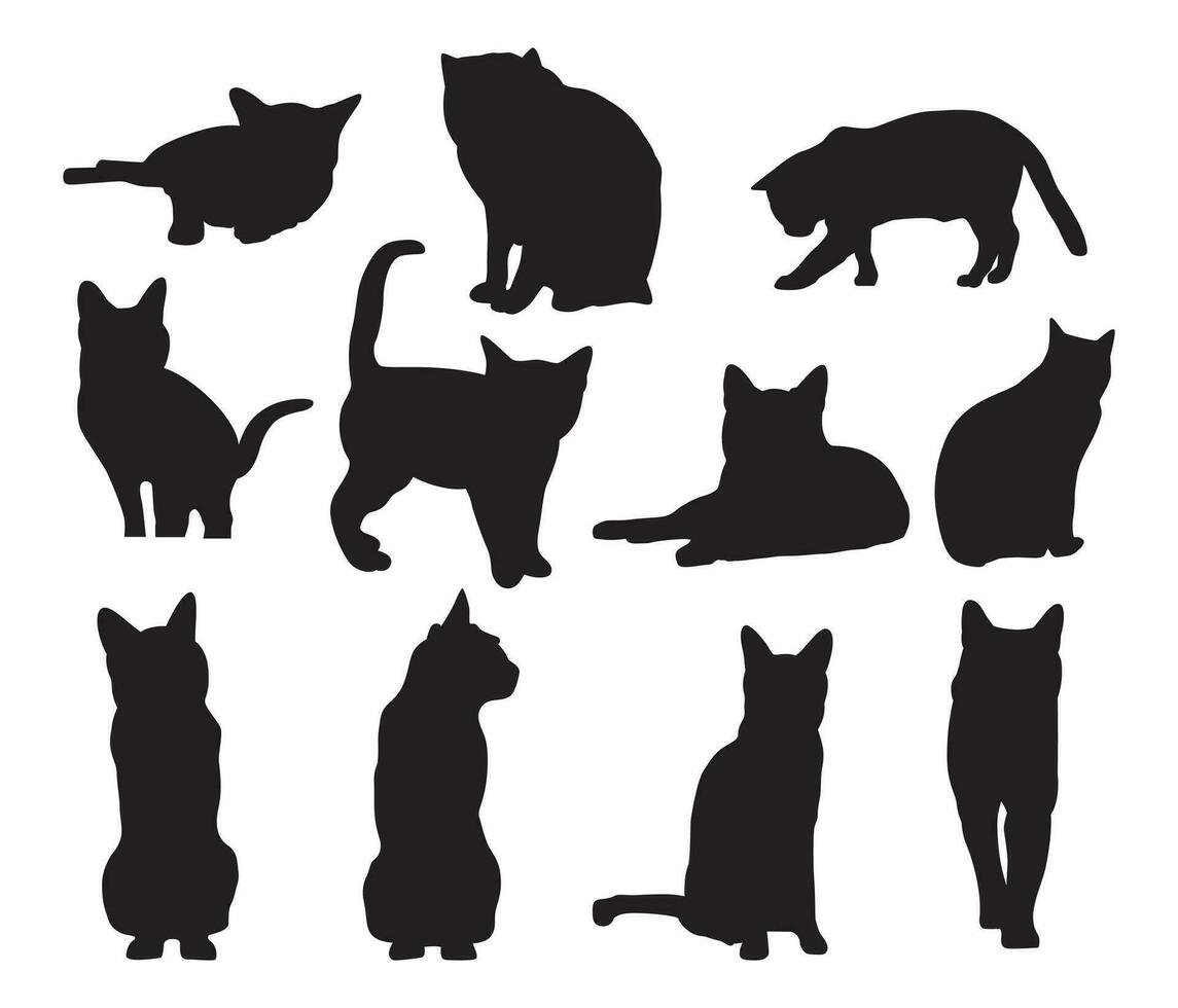 conjunto de gatos siluetas en un blanco antecedentes. vector