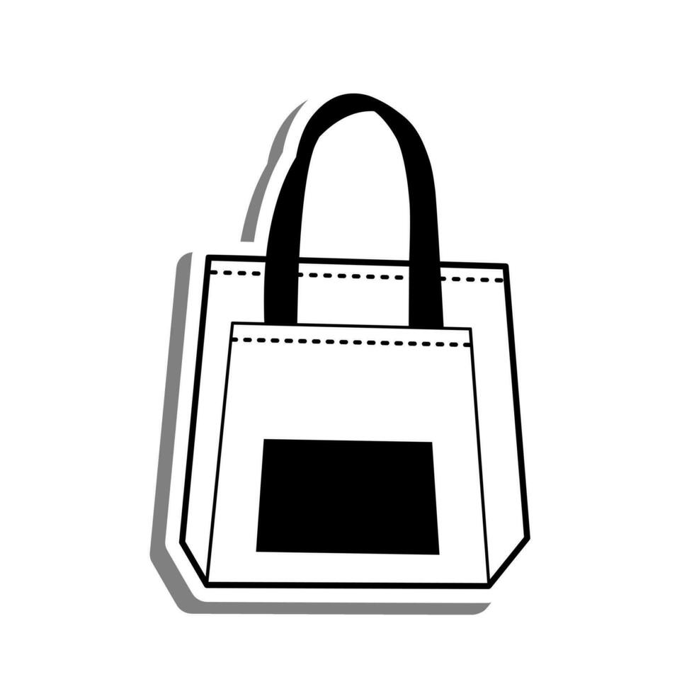 paño bolso contorno en blanco silueta y gris sombra. vector ilustración dibujos animados estilo para Decorar, colorante y ninguna diseño.