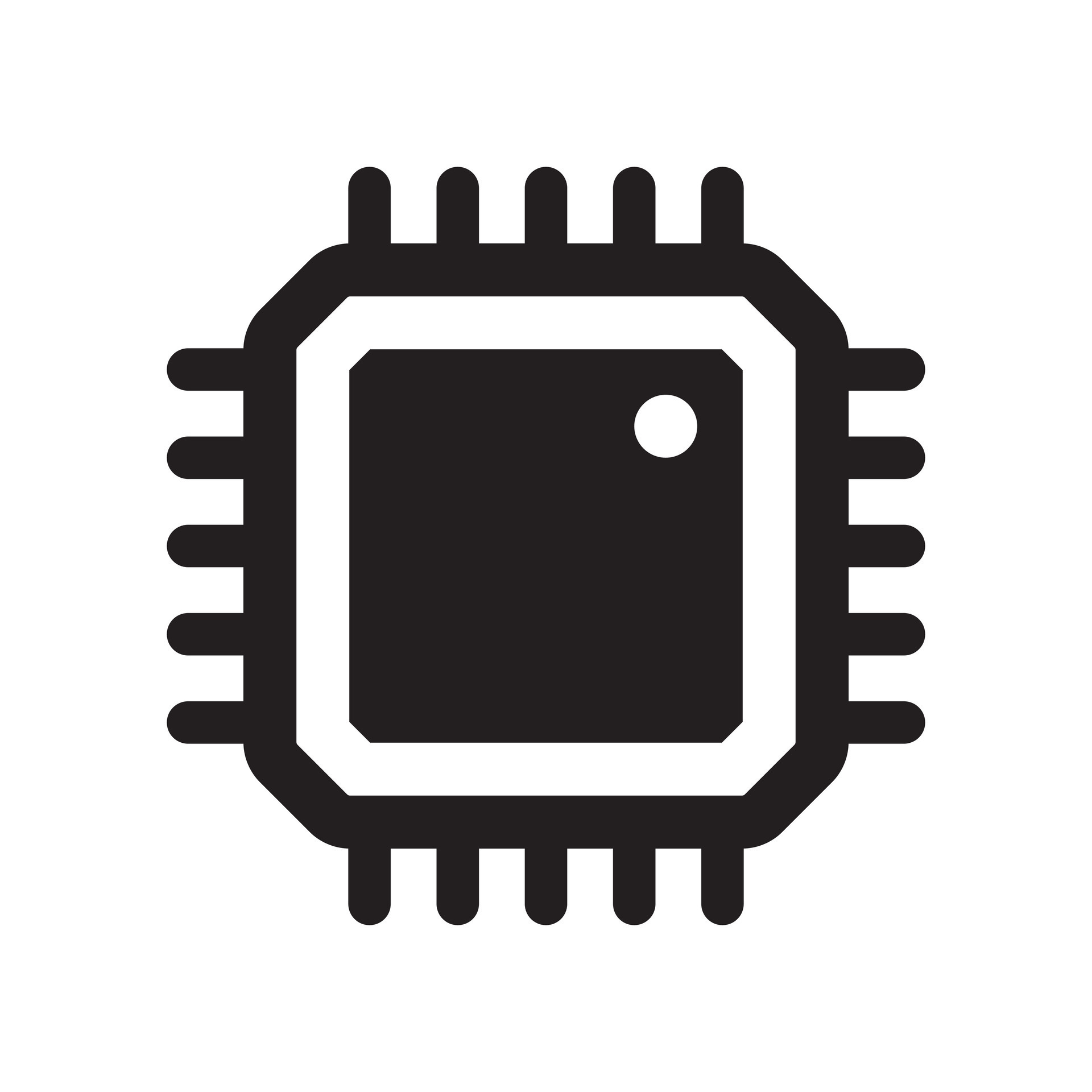 Electronic chip vector icon isolated on white background. Computer chip
