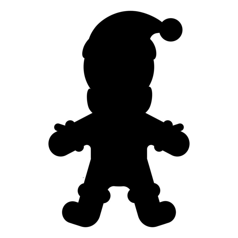 Black silhouette of a gingerbread man wearing a hat and mittens vector