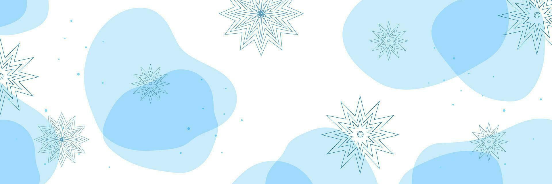 Winter horizontal banners. Vector background. Snowflakes, dots, transparent shapes. Copy space for text. Design for website header, landing page, banner, poster, cover, social post.