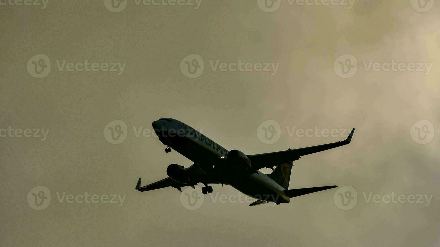 a large jetliner flying through the sky photo