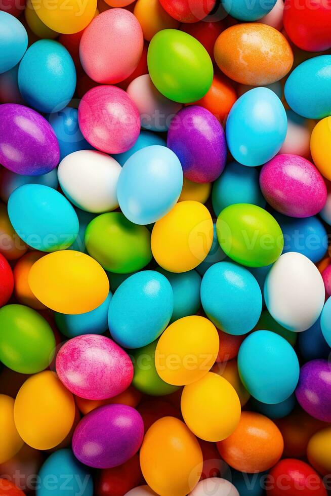 AI generated Colorful Easter eggs background photo