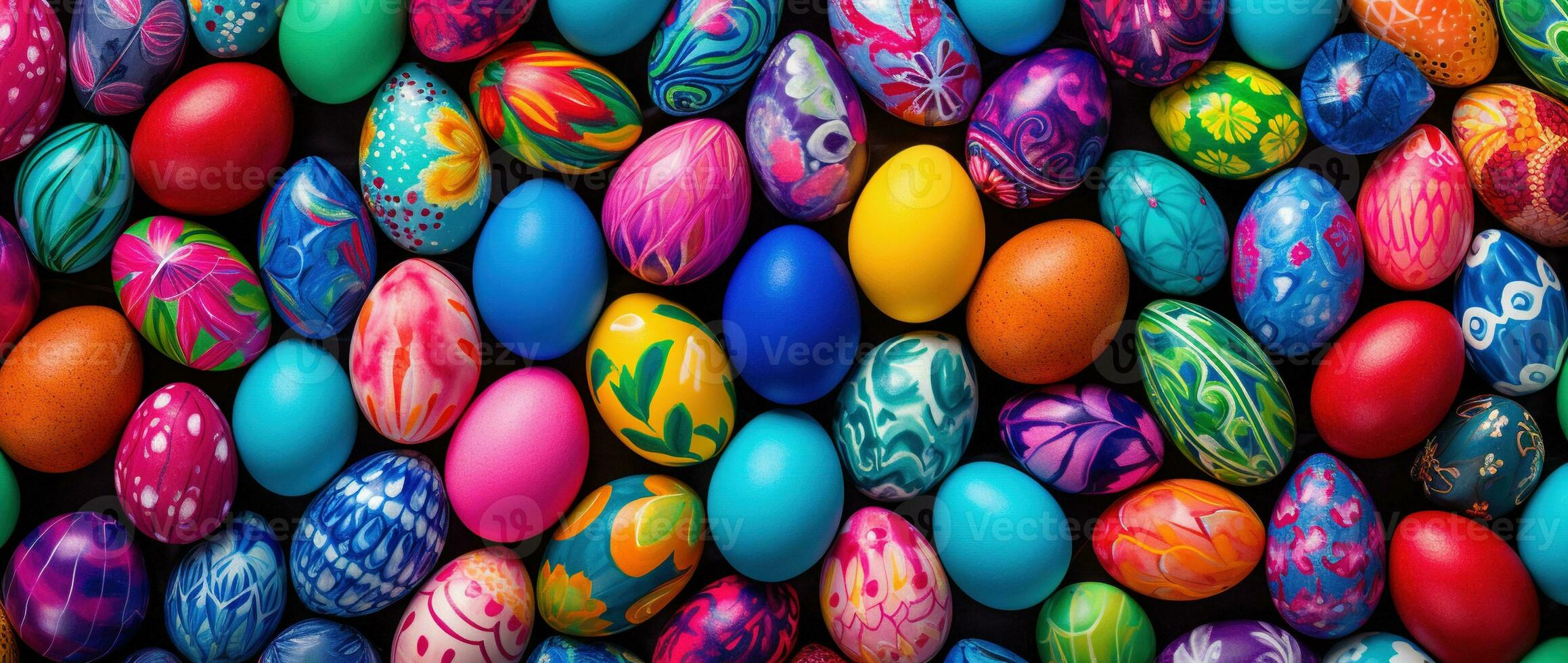 AI generated Easter eggs background photo