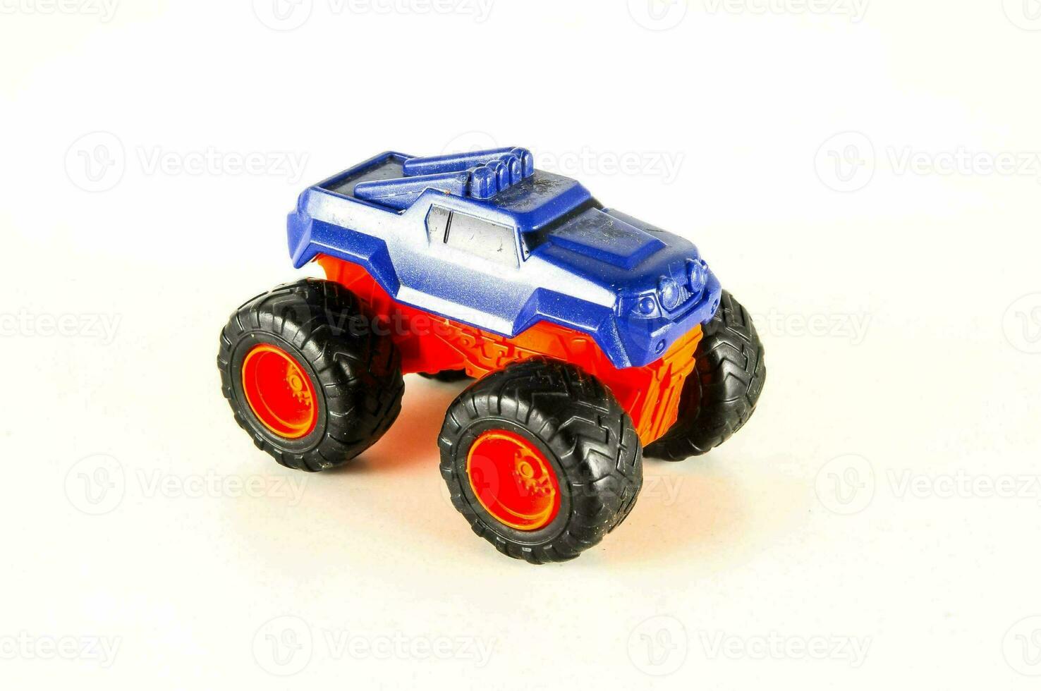 a red and blue toy truck photo