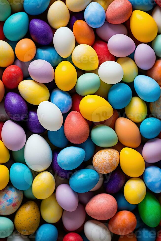 AI generated Colorful Easter eggs background photo