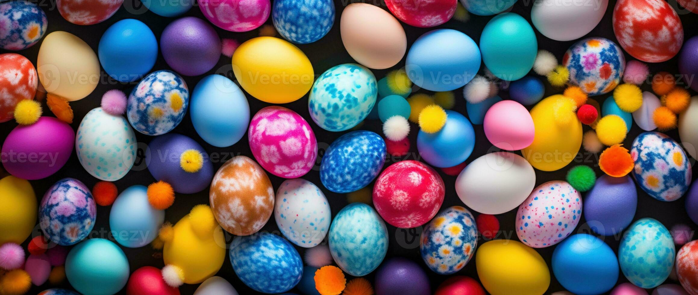 AI generated Colorful Easter eggs background photo