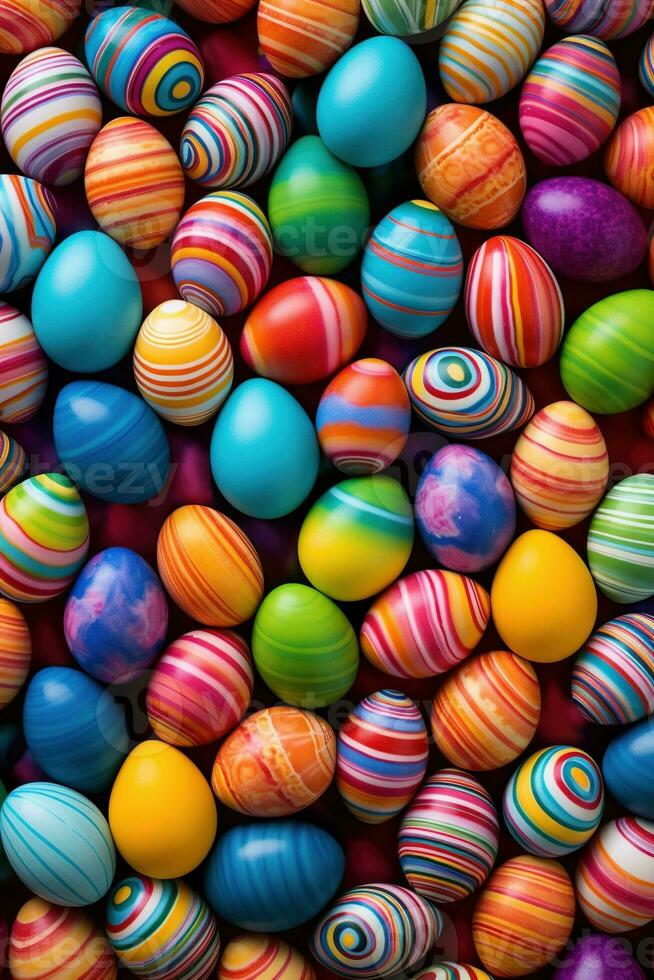 AI generated Colorful Easter eggs background photo