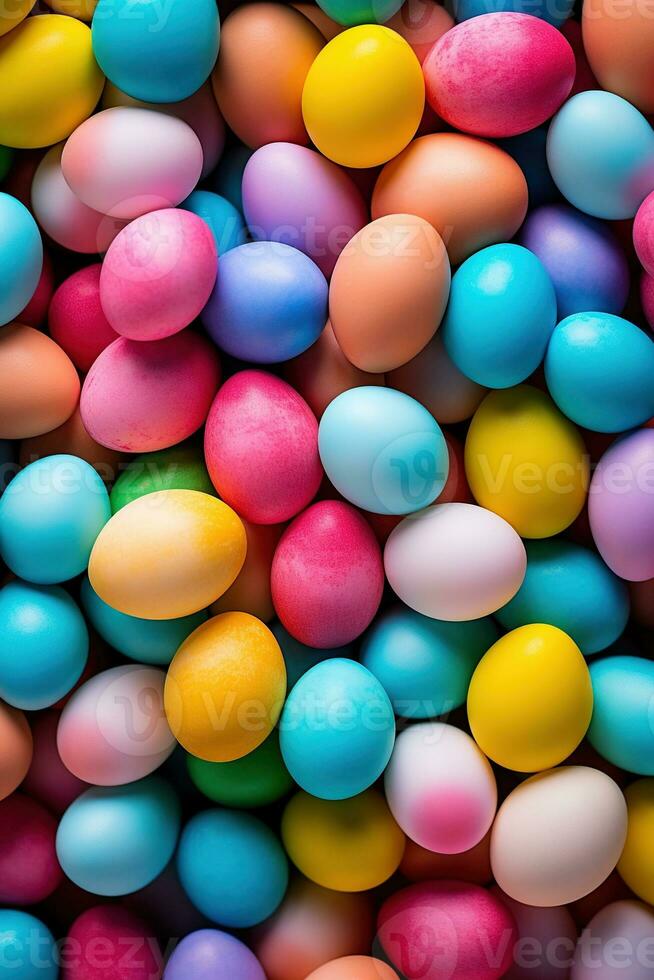 AI generated Colorful Easter eggs background photo