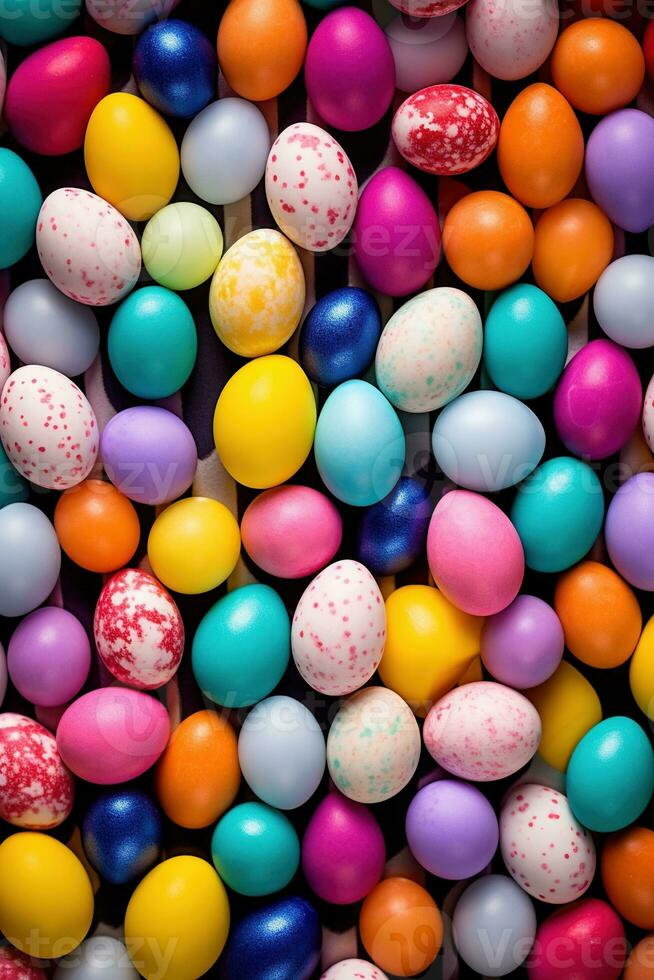 AI generated Colorful Easter eggs background photo