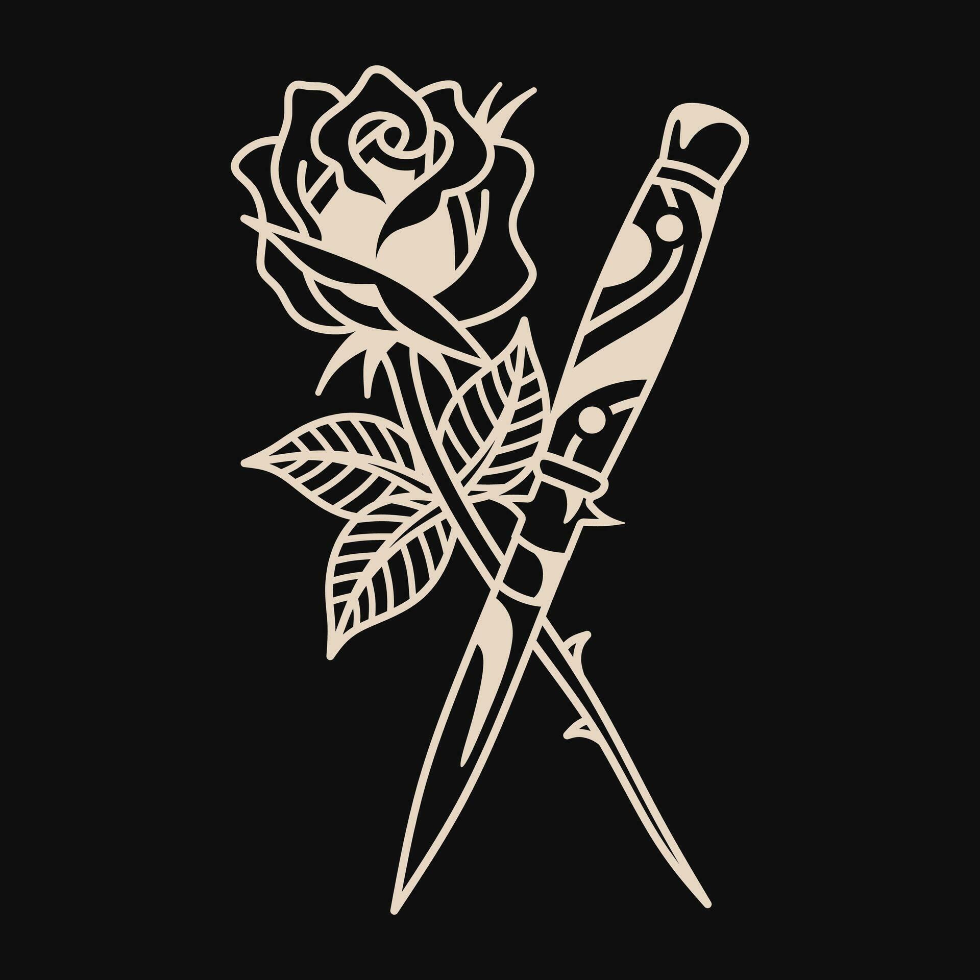 Rose and knife vector 34980095 Vector Art at Vecteezy