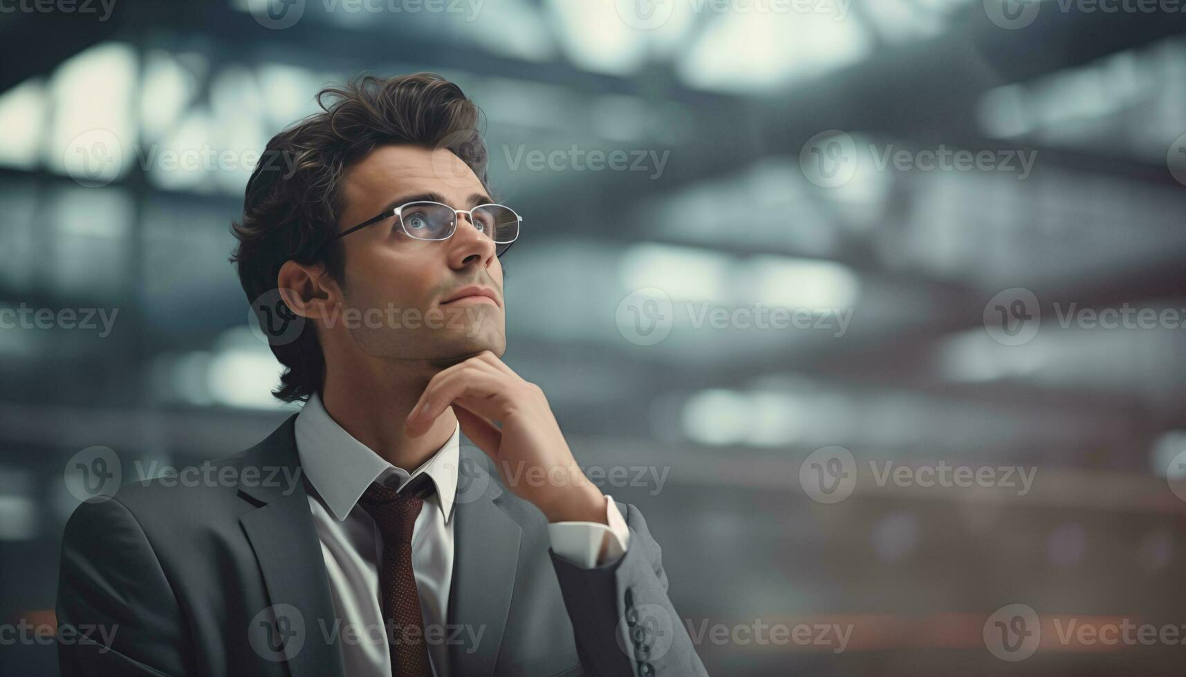 AI generated Businessman thinking about career photo