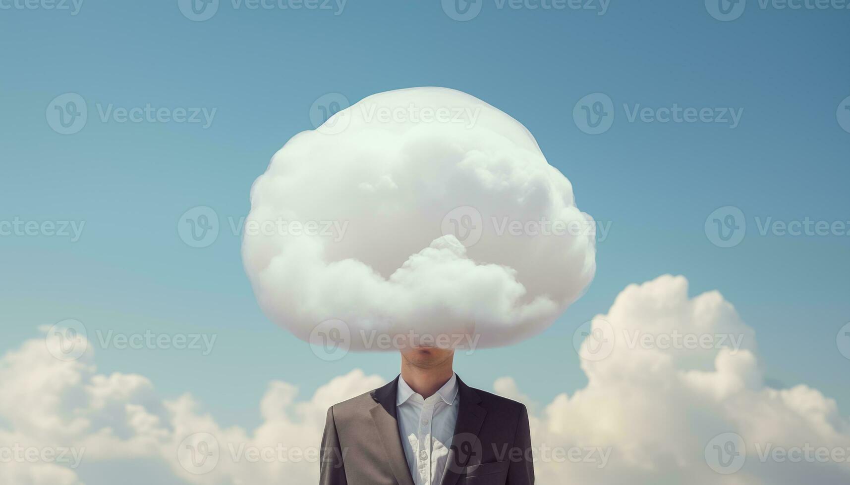 AI generated Businessman with clouds above his head photo