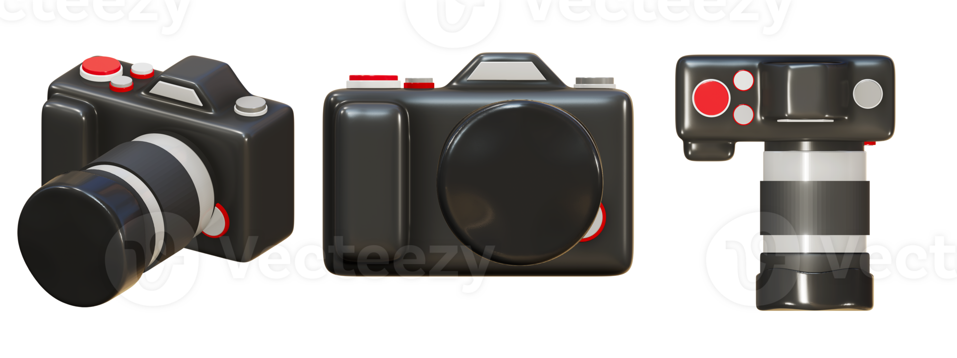 3D rendering of dslr camera with len, SLR camera in normal style png