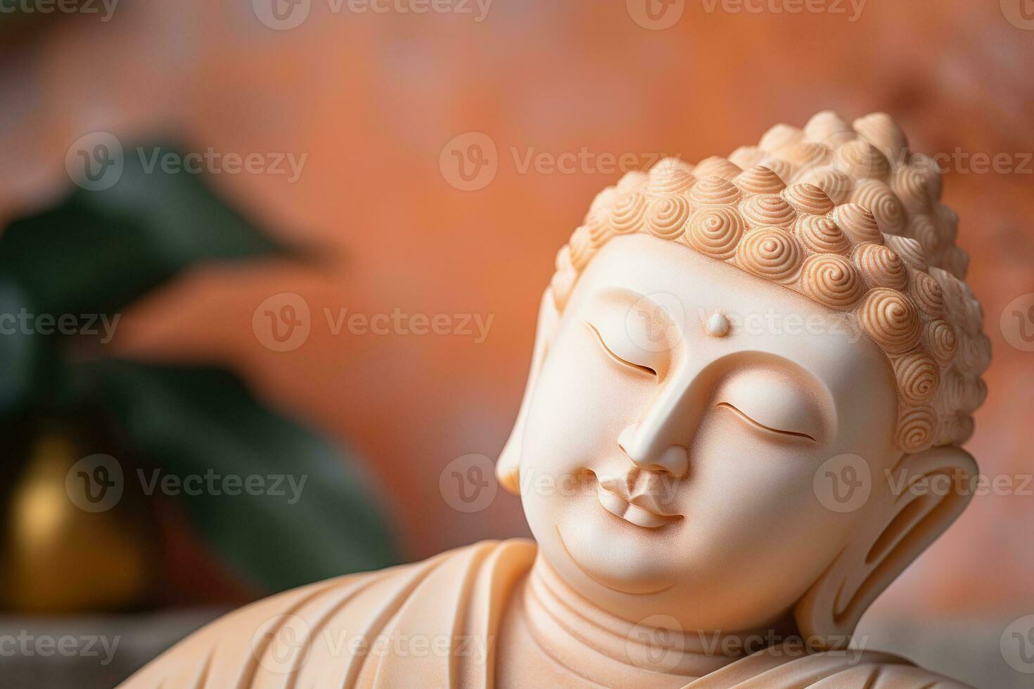 AI generated closeup of Buddha statue in buddhist temple photo